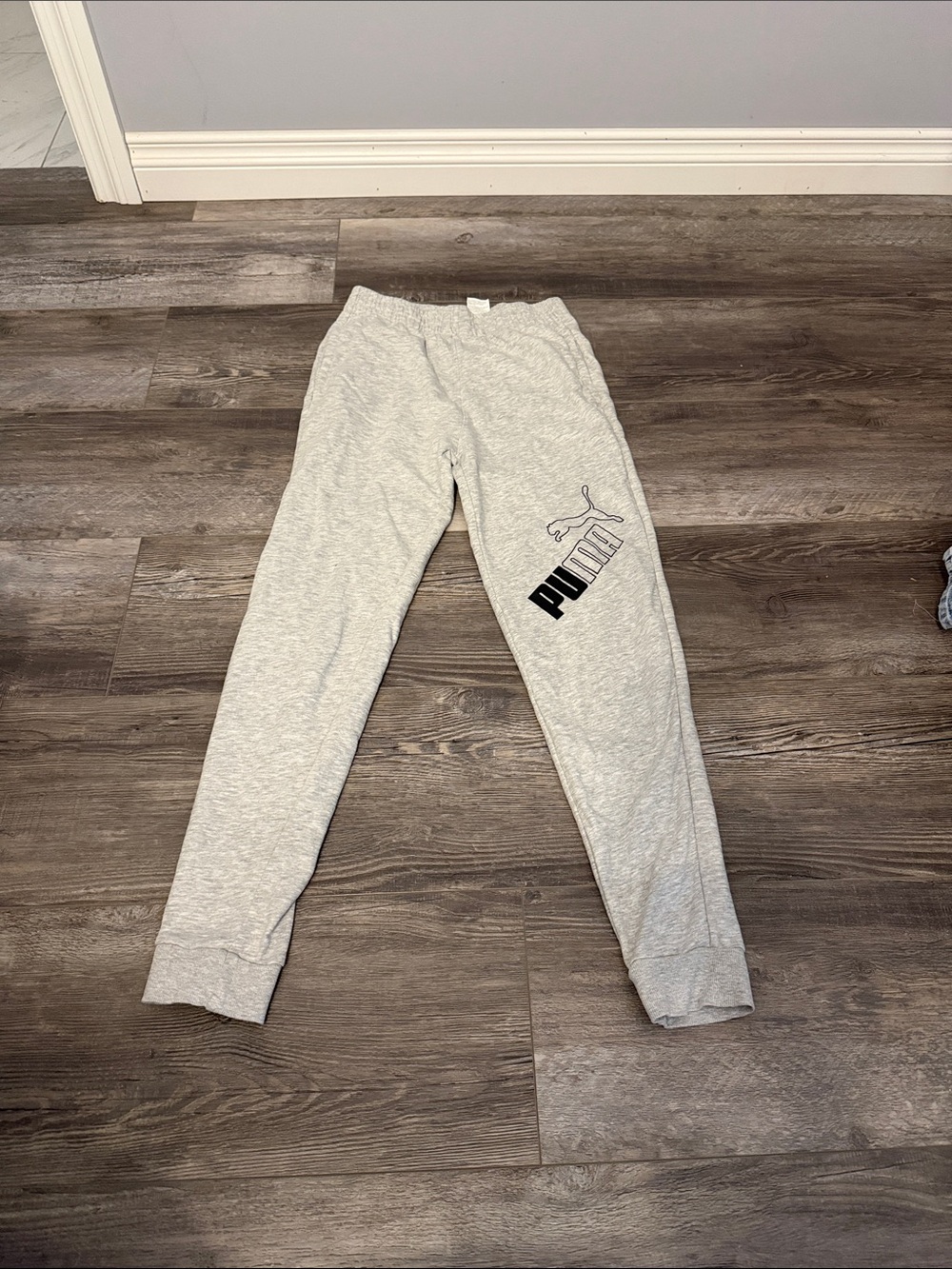 Puma Gray Logo Joggers for Men
